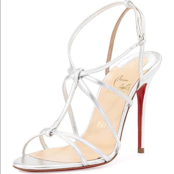Christian Louboutin Shoes - CL Metallic Silver Strap Sandals